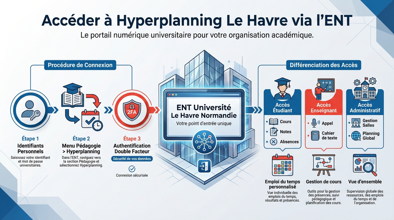 Interface de connexion Hyperplanning Le Havre via l'Espace Numérique de Travail