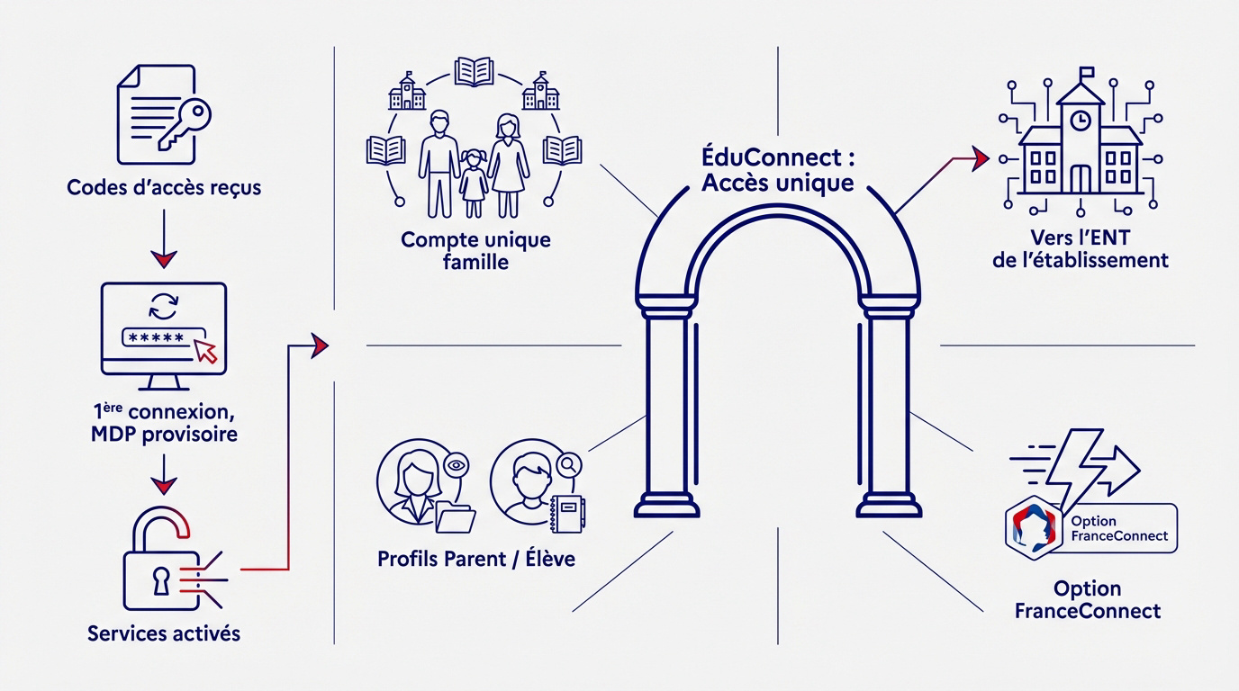 Interface de connexion &Eacute;duConnect pour acc&eacute;der &agrave; l'ENT scolaire
