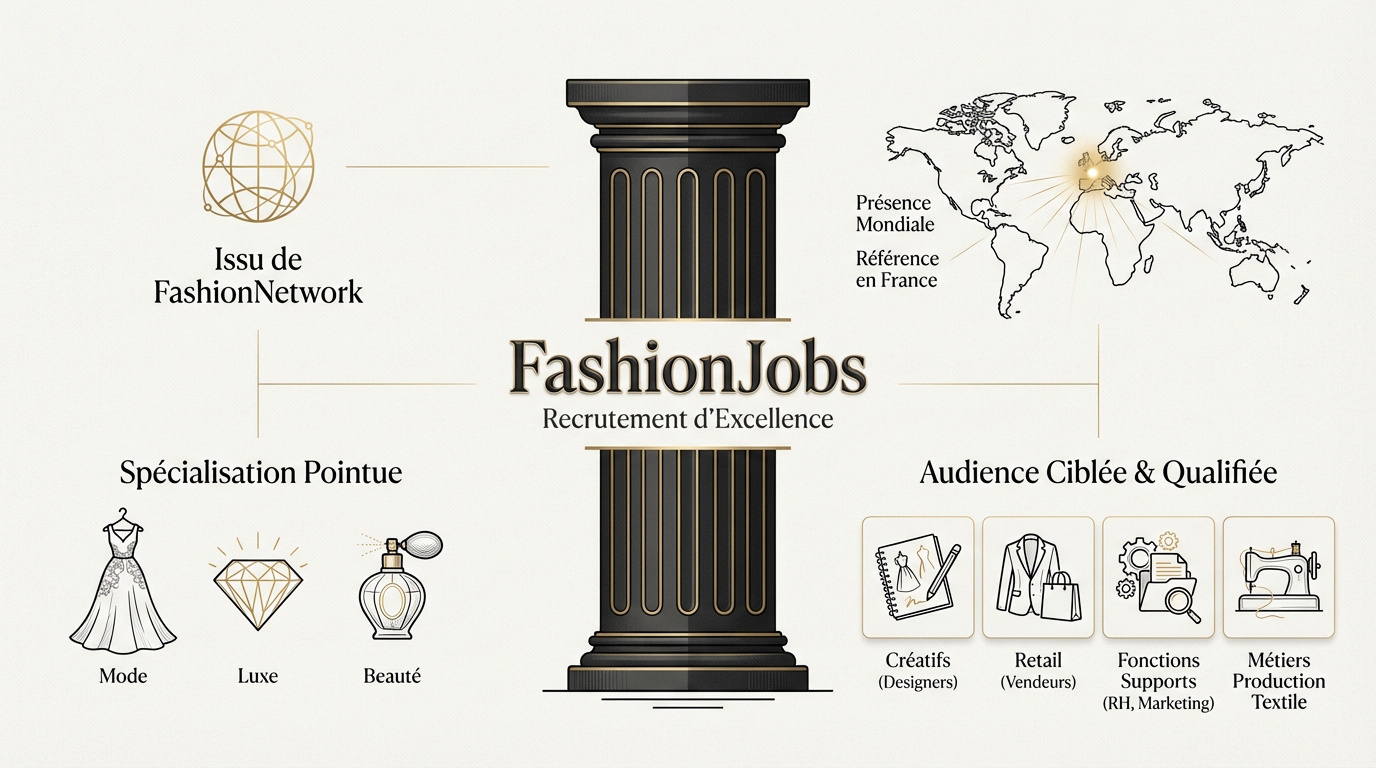 Interface de recrutement FashionJobs spécialisée mode et luxe