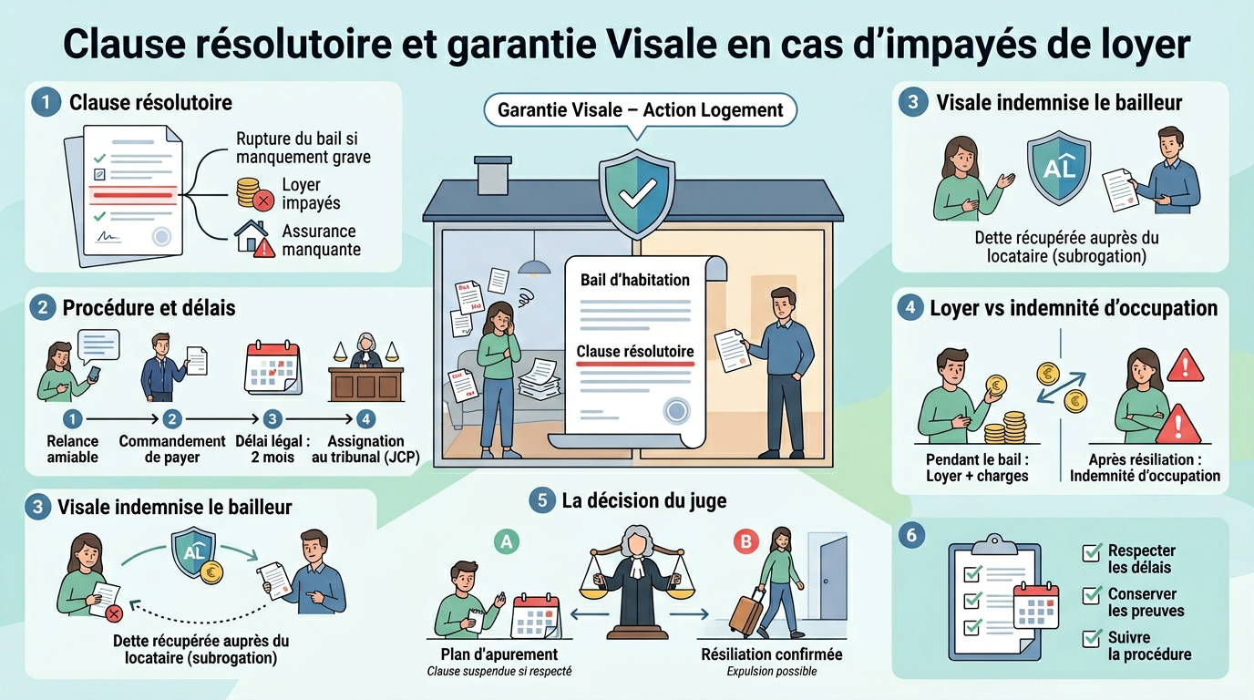 infographie Clause de résiliation de plein droit Visale : à savoir