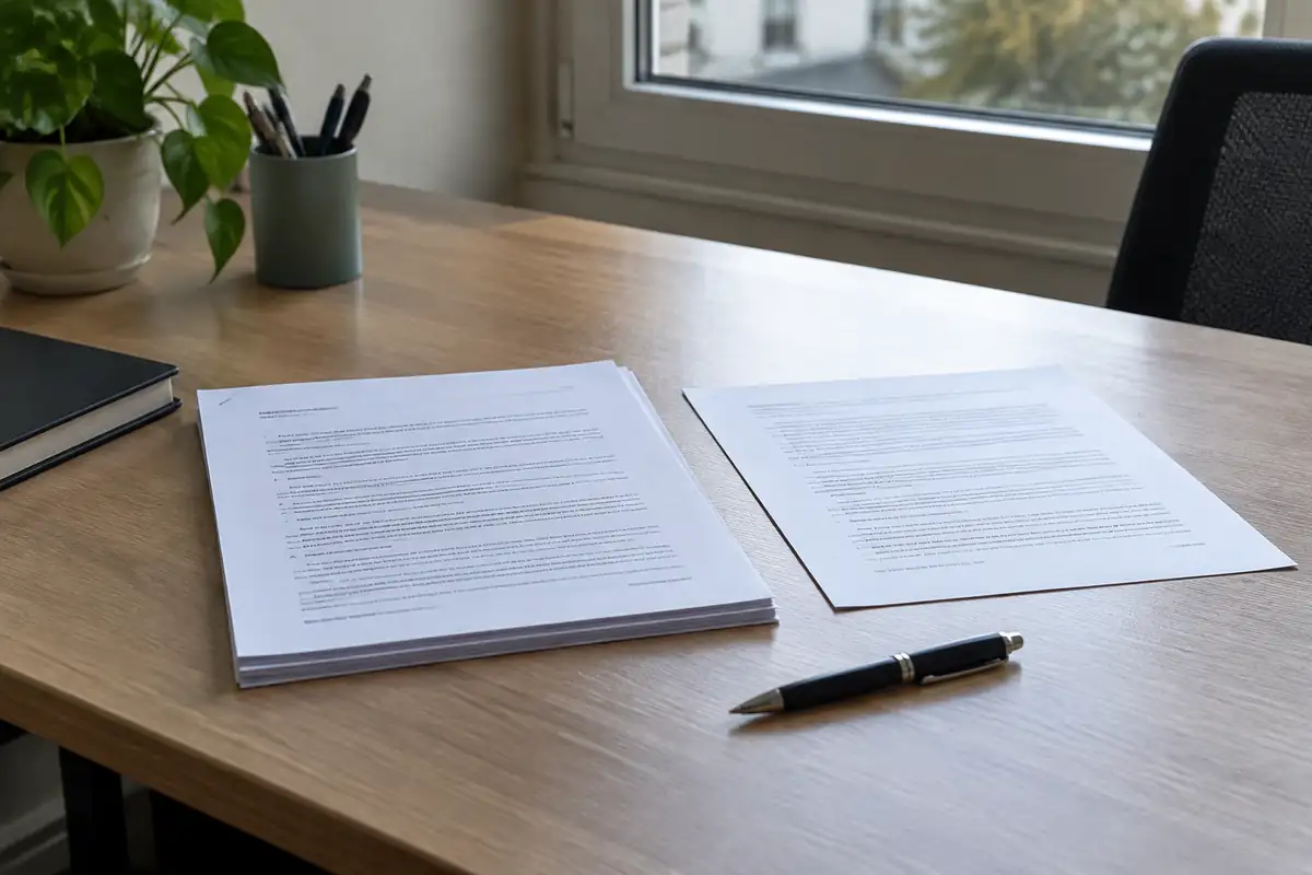 Contrat de travail et lettre de mission posés côte à côte